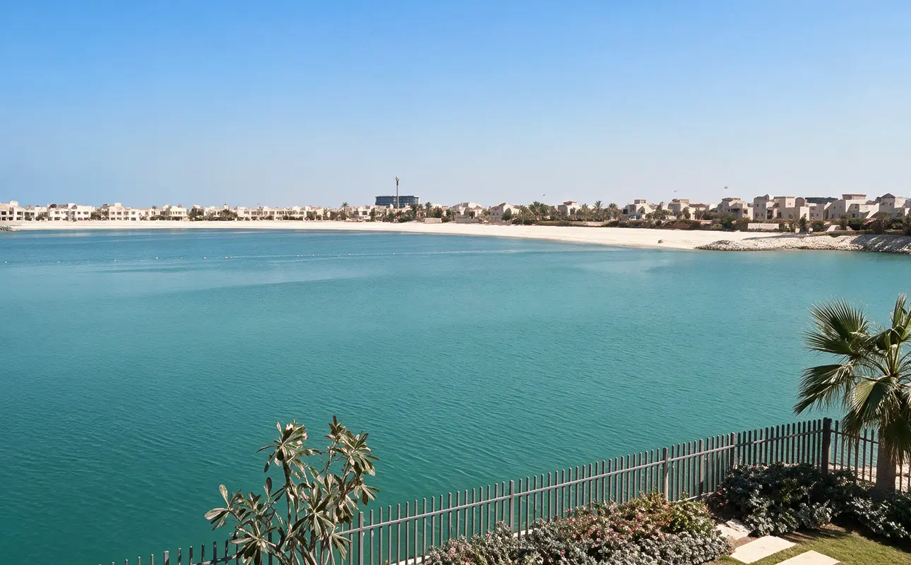 Waterfront view from Falcon Island in Al Hamra Village