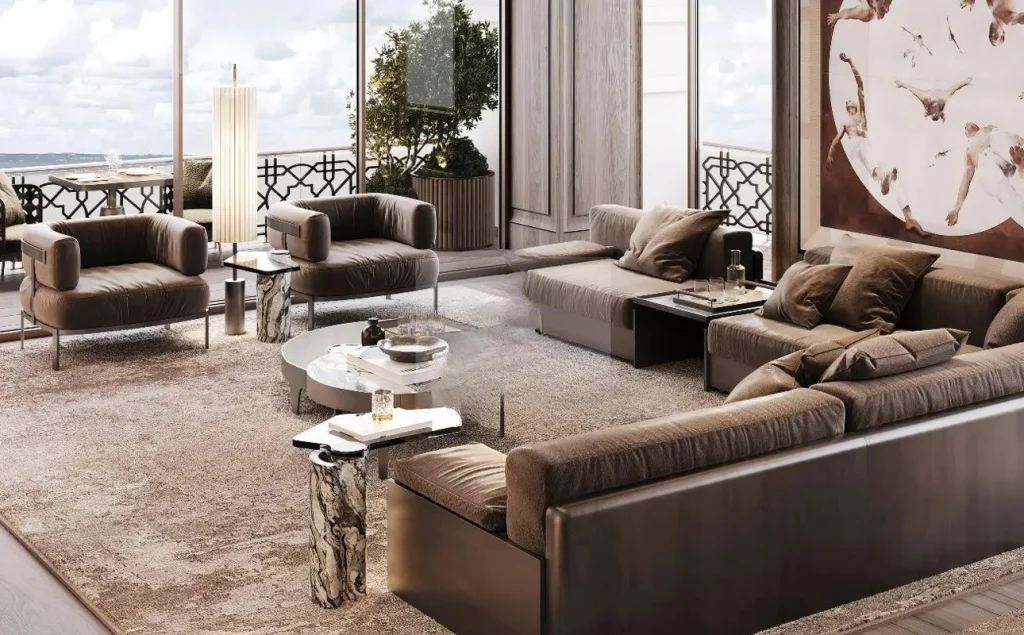 Spacious luxury lounge at Waldorf Astoria Residences Ras Al Khaimah
